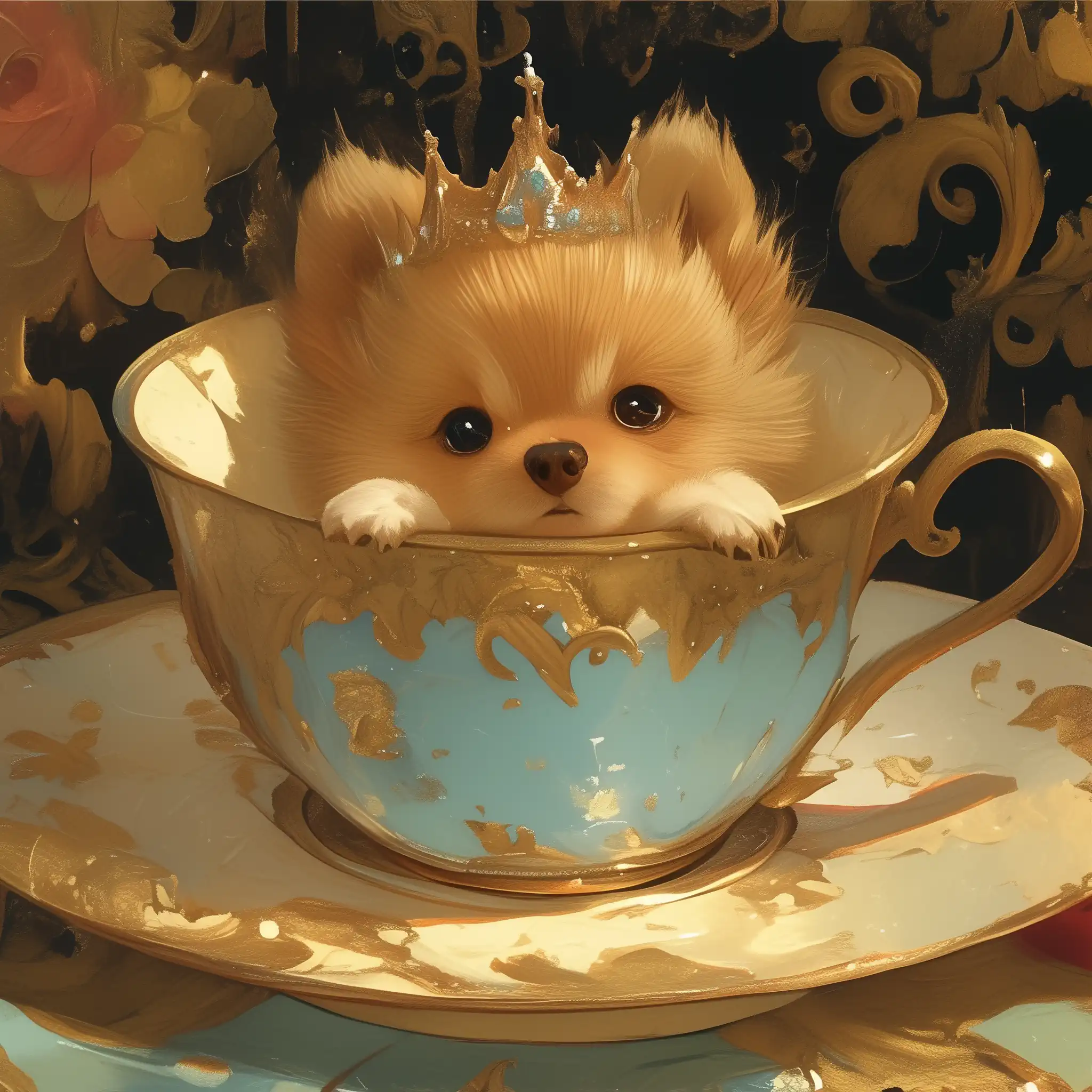 The AI rendered this poem as a teeny Pomeranian dog in a teacup.